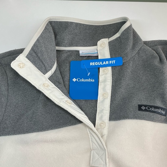 Columbia Chalk City Gray Heather Fleece Half Snap Jacket Medium - Picture 5 of 10